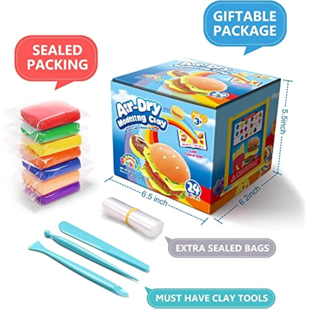 Sago Brothers Air Dry Clay Kit - 24 Colors Modelling Clay with Tools