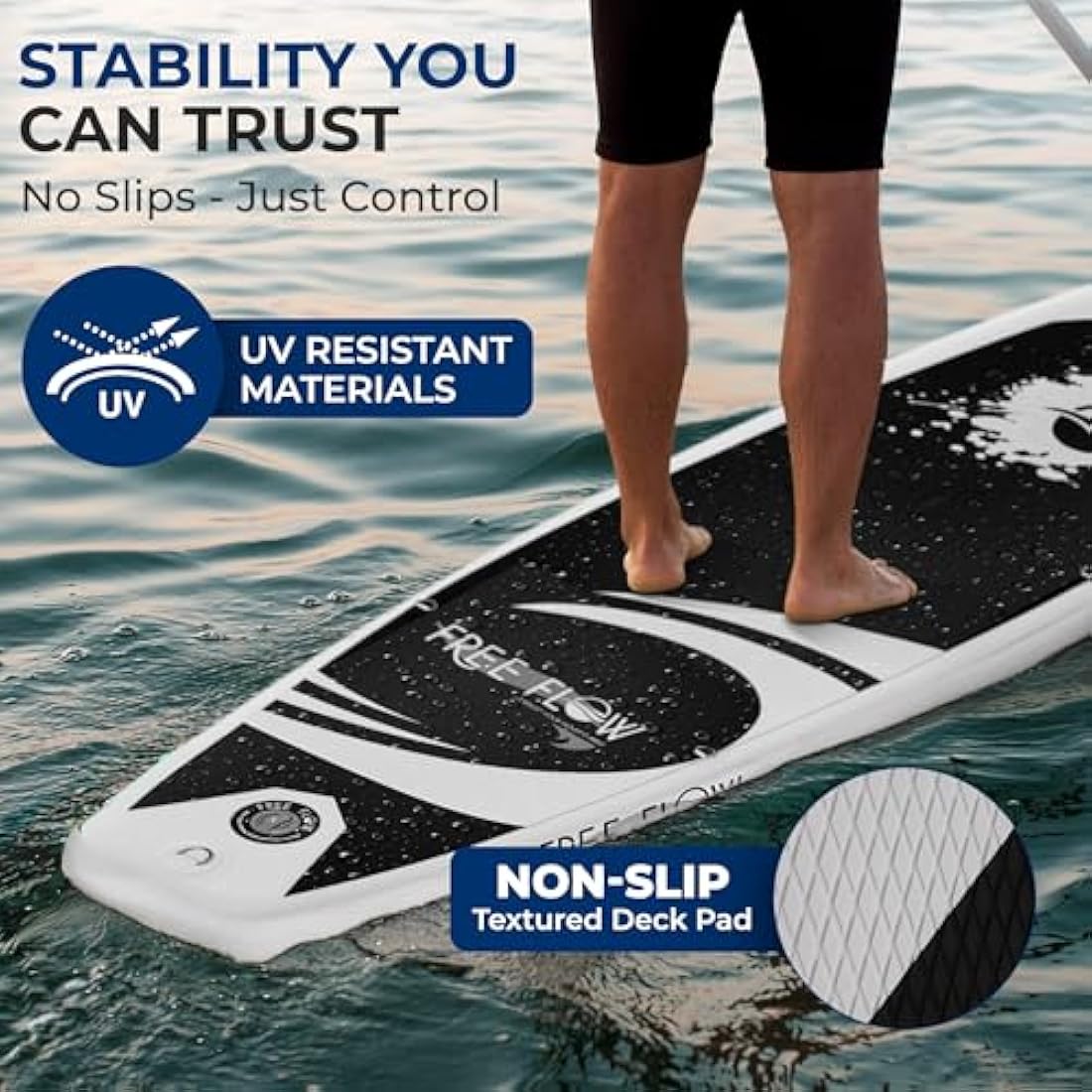 SereneLife Inflatable Stand Up Paddle Board | 10.5ft Non-Slip SUP Kit