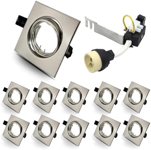 HiBay 10-Pack GU10 Recessed Downlights | Square Brushed Chrome Spotlights
