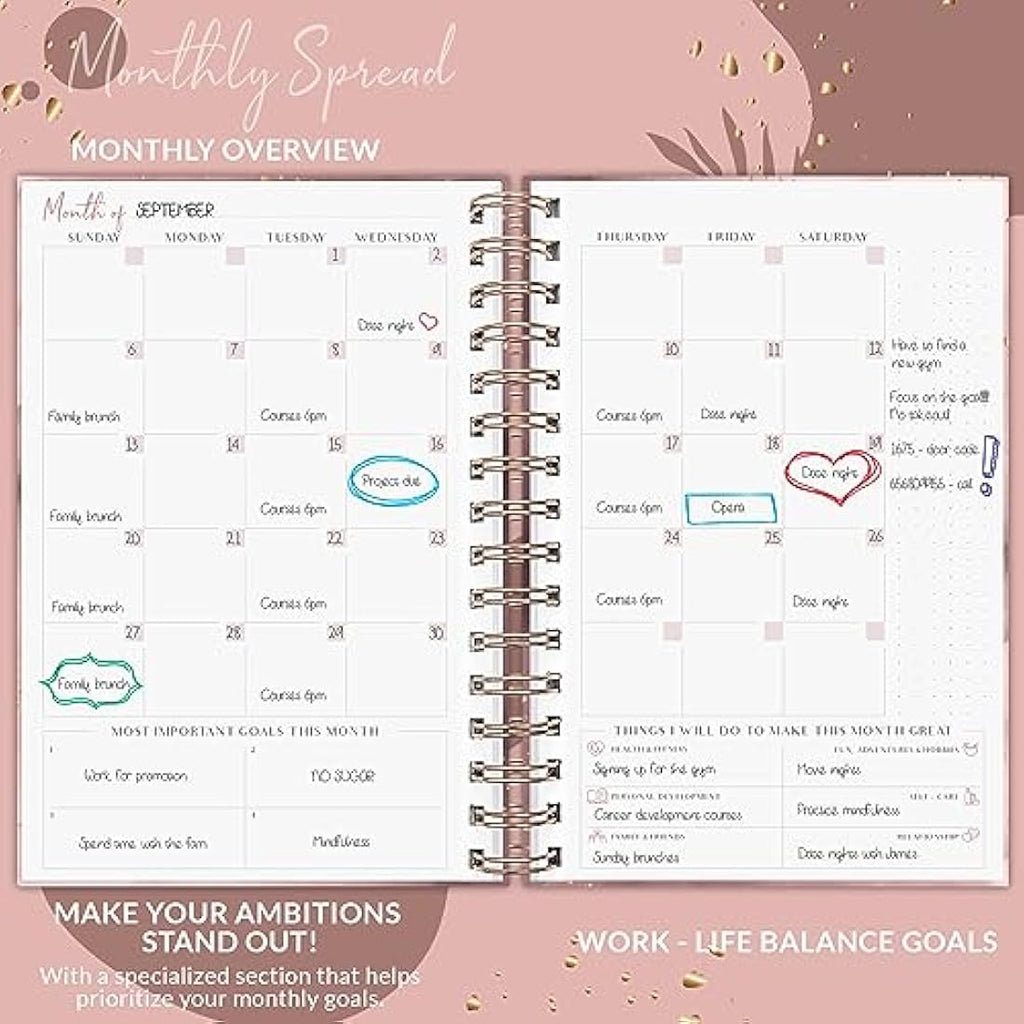 PLANBERRY Undated Weekly Planner & Budget Organizer - Rose Gold Hardcover