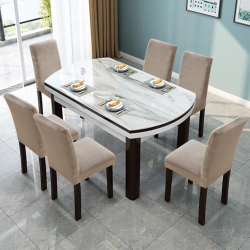 Fuloon Velvet Dining Chair Covers – Elastic Seat Slipcovers, Set of 6