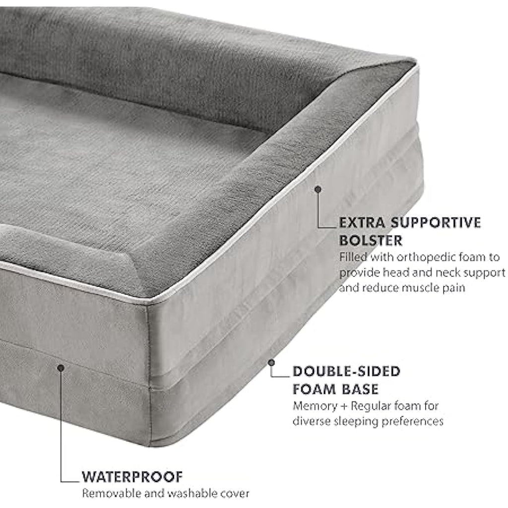 Orthopedic Memory Foam Dog Bed – Waterproof XL Bolster Sofa