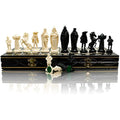 Viking Wooden Chess Set – 16 Inch Weighted Chrome Pieces