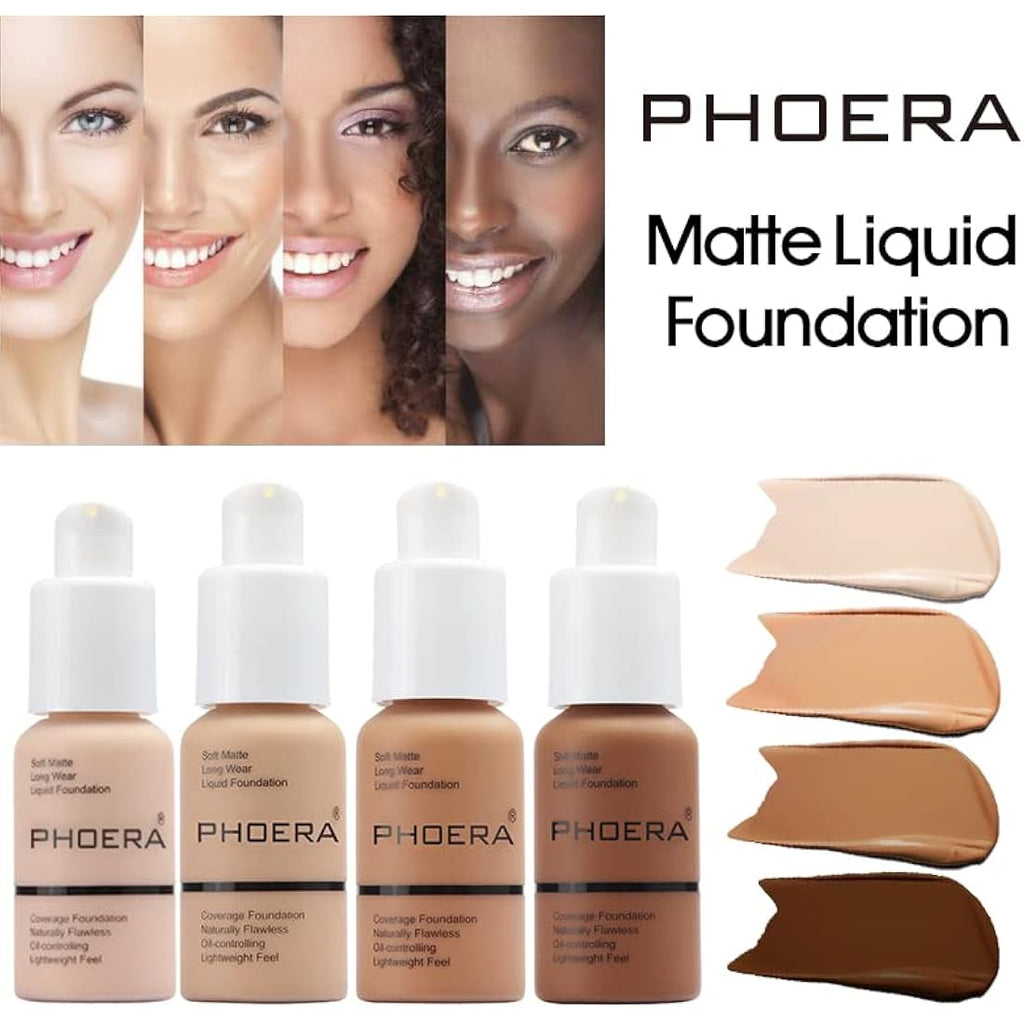 Phoera Soft Matte Liquid Foundation – Full Coverage Waterproof 30ml