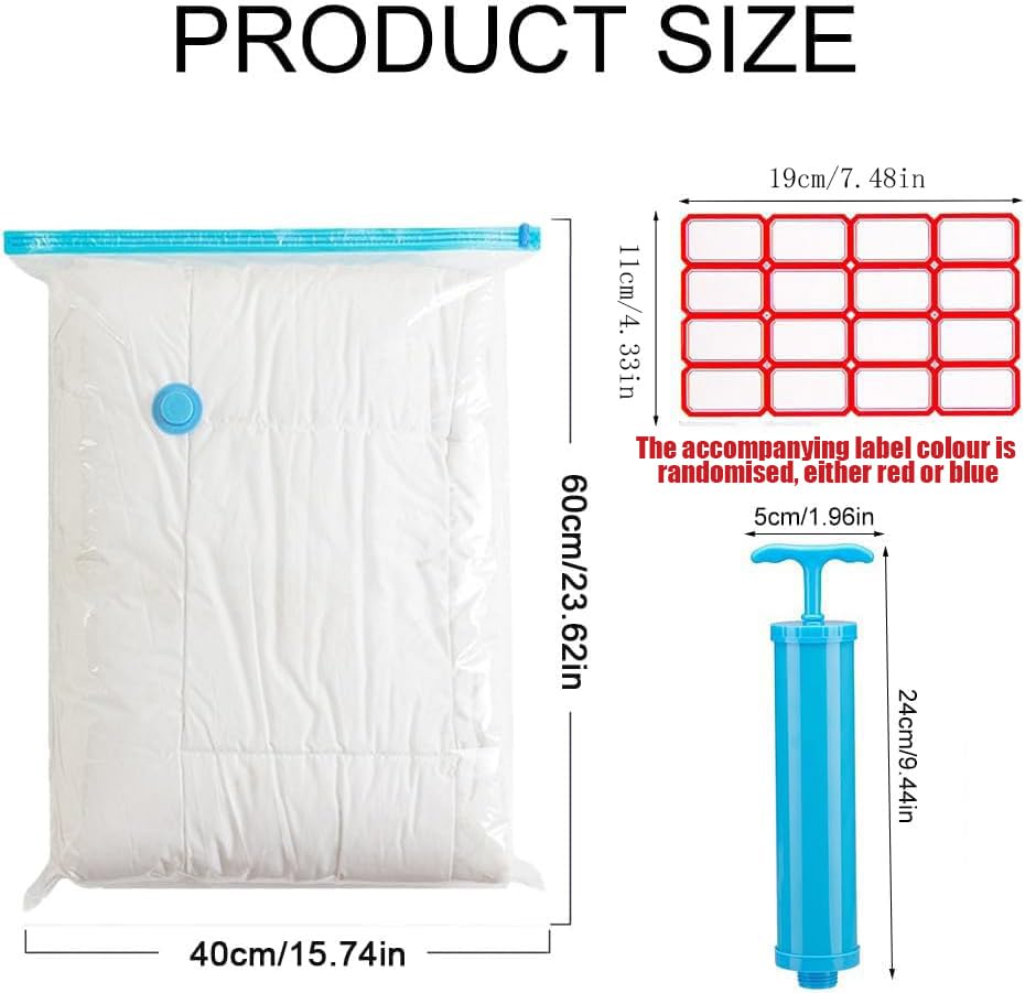 Compression Bags with Pump, Vacuum Storage Bag, 40 x 60 cm Travel Compression Bags, Reusable Vacuum Bags, Small Adhesive Labels - image 2