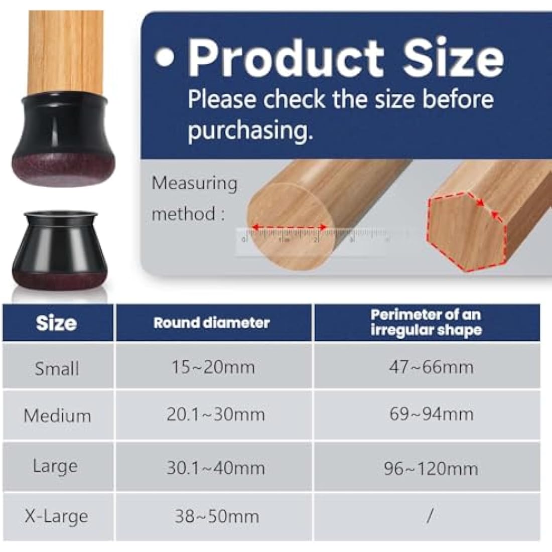 Jolof Store Silicone Chair Leg Floor Protectors for Hardwood – 32 Pcs