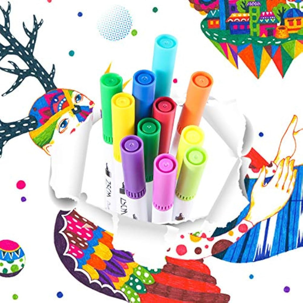 ZSCM 100 Color Dual Tip Artist Markers – Fine and Brush Tip Pens