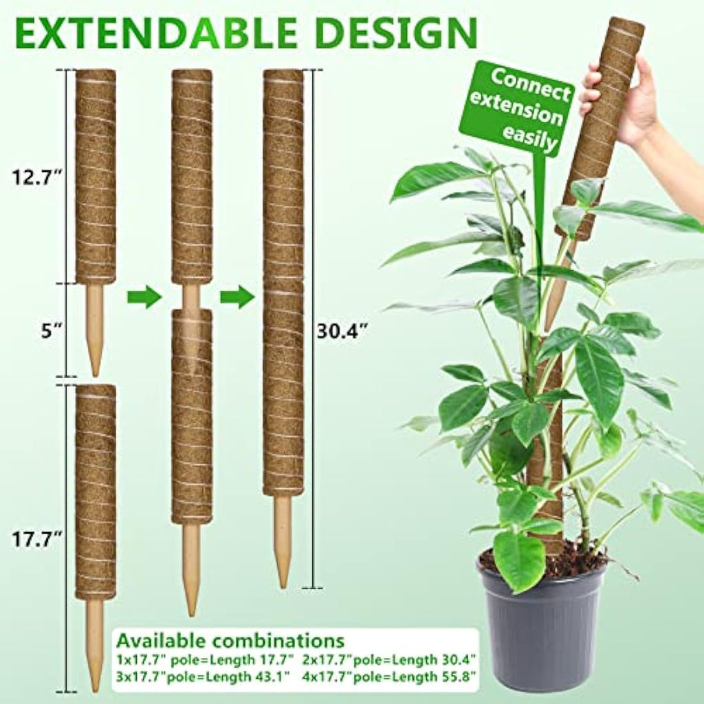 Jolof Store 56 Inch Moss Pole for Monstera | 4 Pcs Coir Totem Pole Set