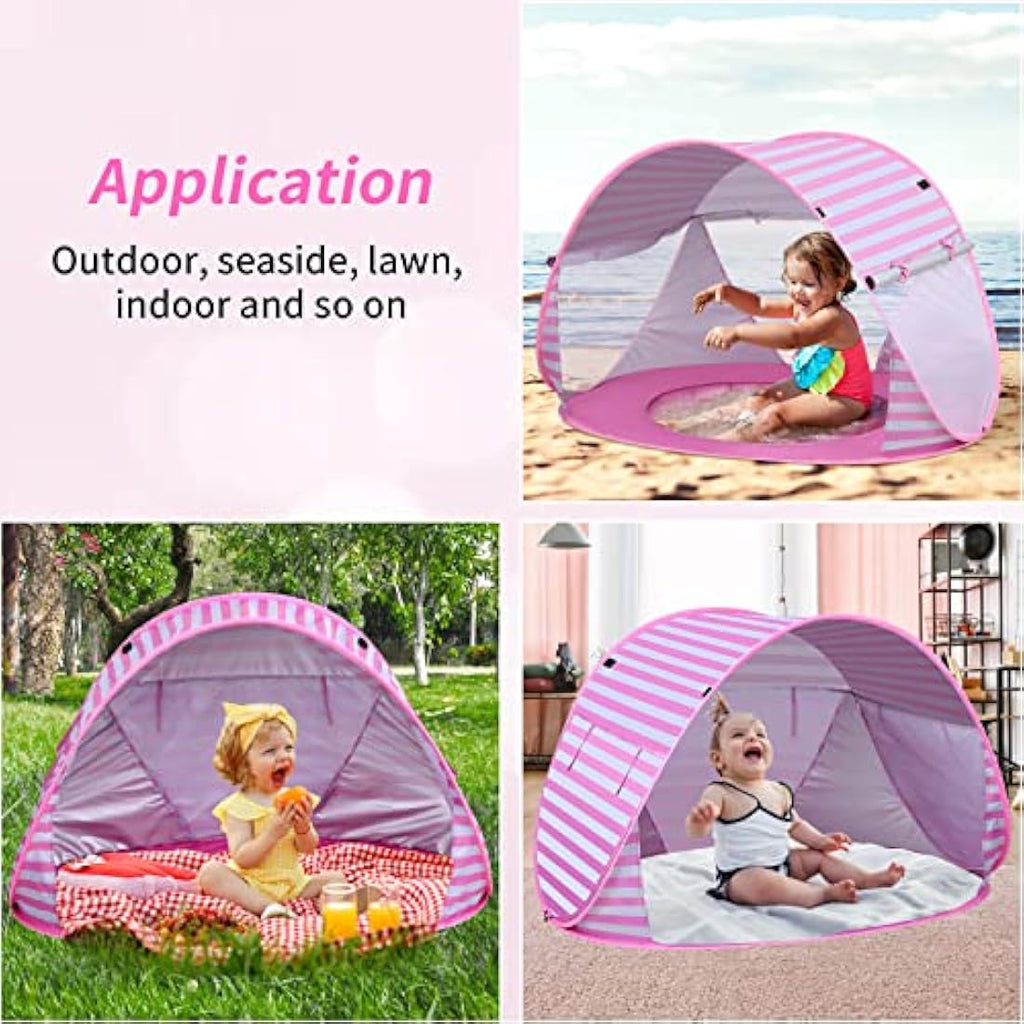 Baby Beach Tent – Pop Up Sun Shelter with Mini Pool, Pink