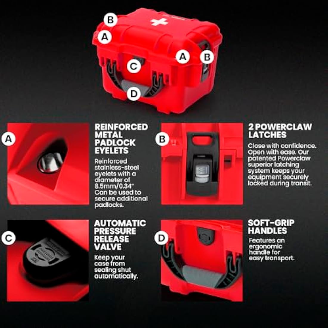 Nanuk 908 Waterproof First Aid Case – Red Hard Shell Medical Box