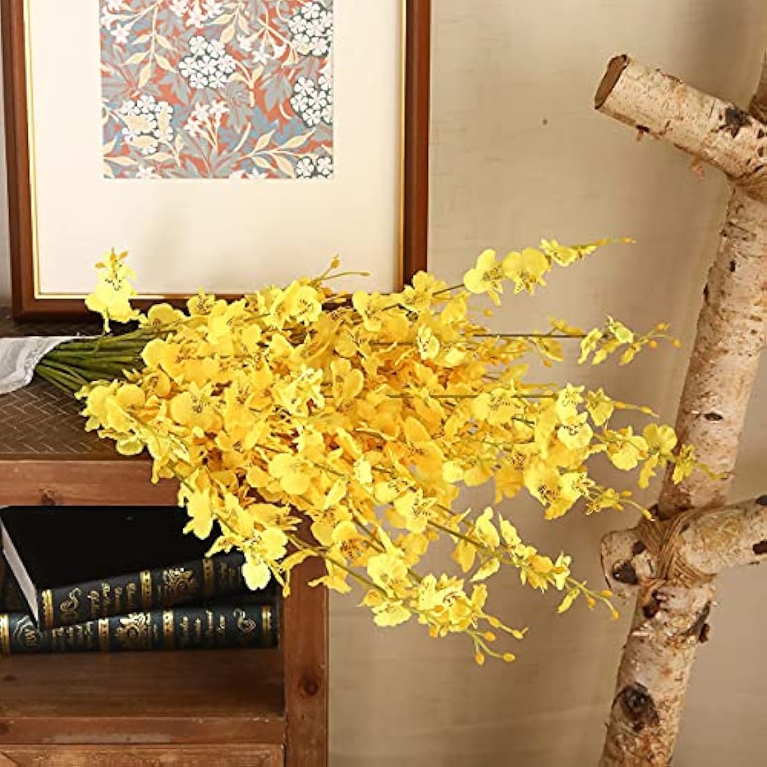 Kisflower 12Pcs Yellow Artificial Dancing Lady Orchids for Home Decor