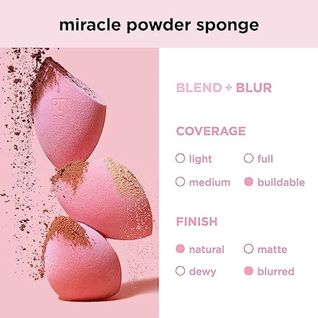 Real Techniques Miracle Powder Sponge 2-Pack – Velvety Foam Applicator