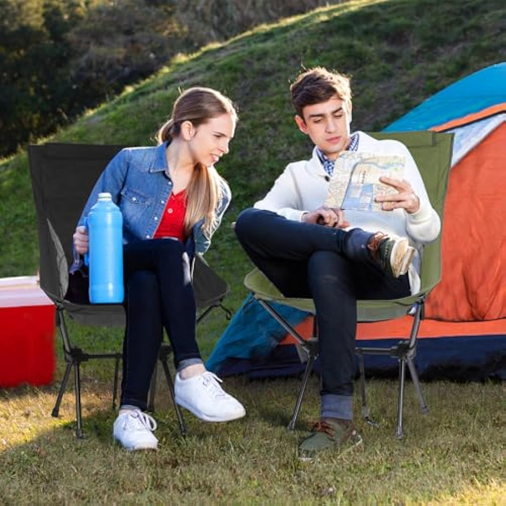 Lightweight Folding Camping Chair – 130kg Capacity, Black
