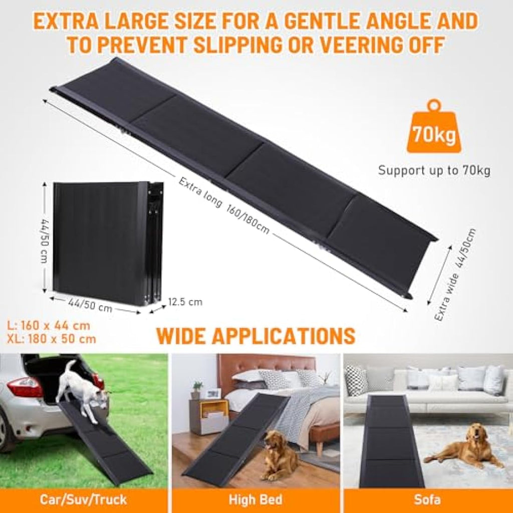 FASNATI Folding Dog Car Ramp | Non-Slip Aluminum Portable Pet Ramp for SUVs