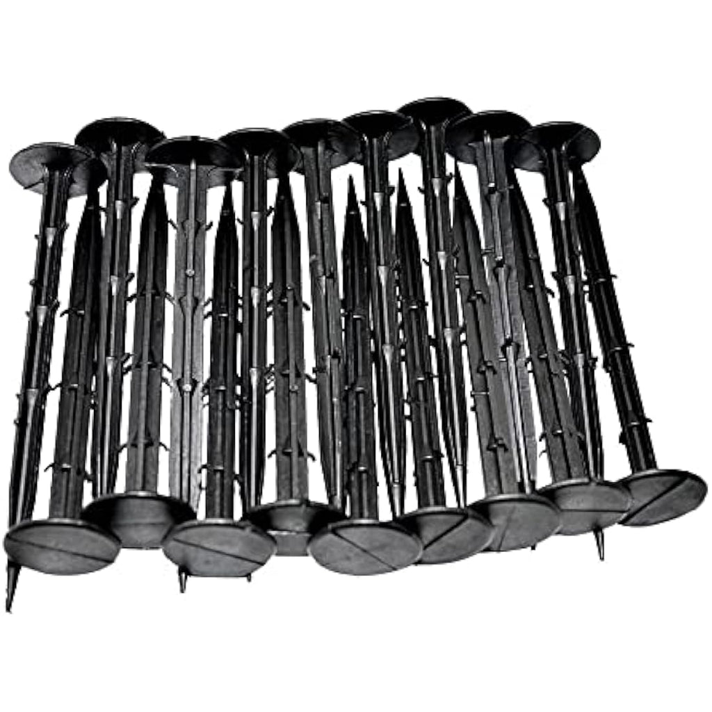 Ram 100 Pack Weed Fabric Garden Pegs | 6 Inch Black Plastic Anchors