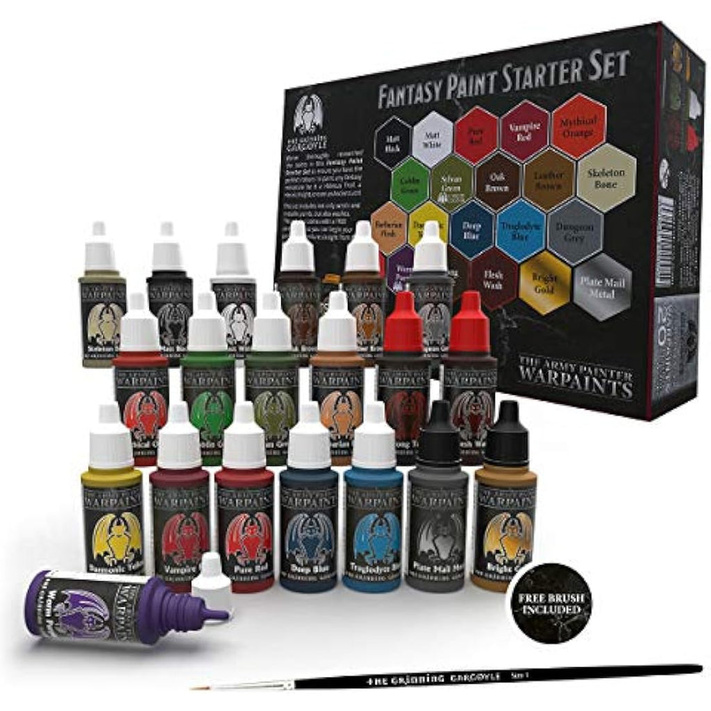 Grinning Gargoyle Miniature Paint Set - 20 Acrylic Paints with Brush