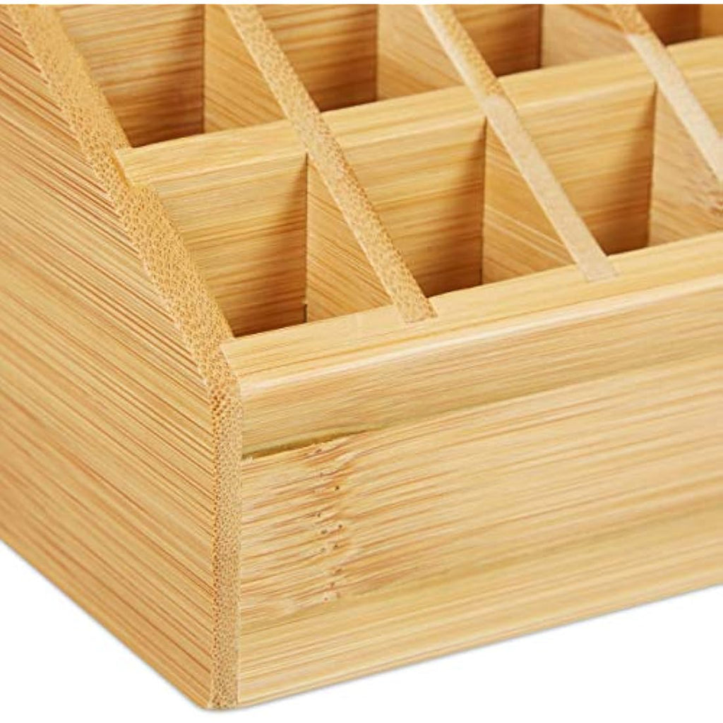 Jolof Store Bamboo Lipstick Organiser - 24 Slot Makeup Storage Rack
