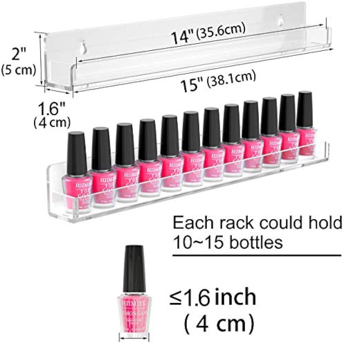 Jolof Store Acrylic Nail Polish Organizer – 6 Pack Wall Mounted Racks