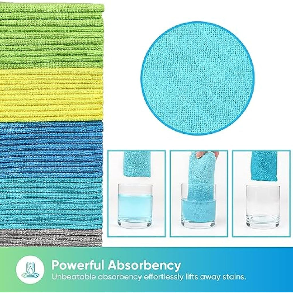 HOMEXCEL Microfibre Cleaning Cloths 100 Pack | Lint-Free 30x30cm Towels