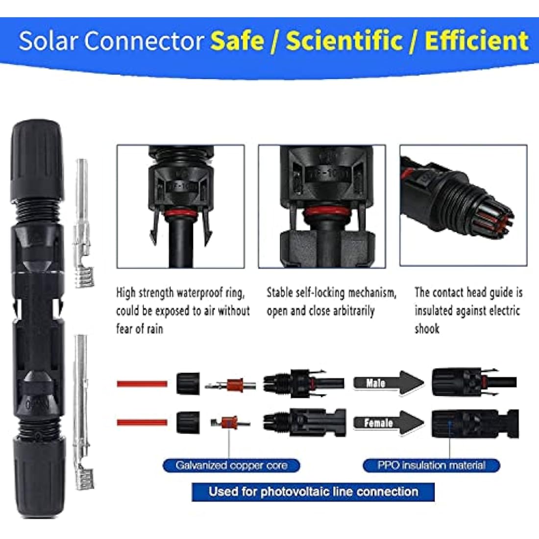 QeeHeng Solar Crimping Tool Kit | 26-10AWG Ratchet Crimper & Connectors