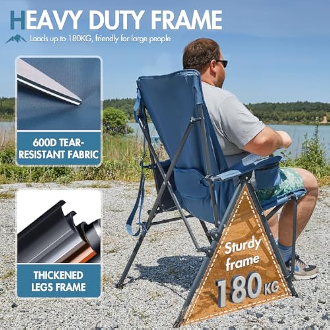 Portal Heavy Duty Folding Camping Chair with Lumbar Support – 180kg