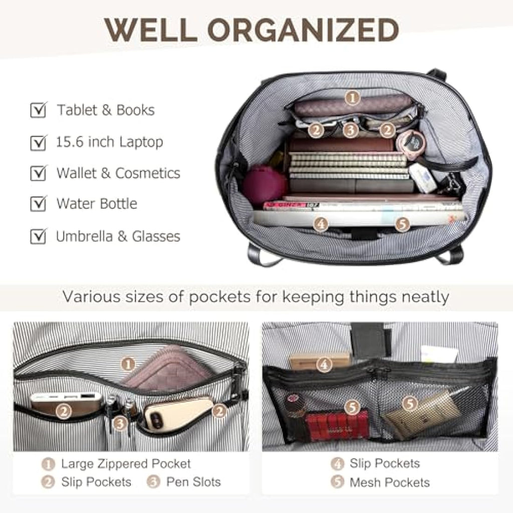 Water Resistant 15.6 inch Laptop Tote Bag for Women