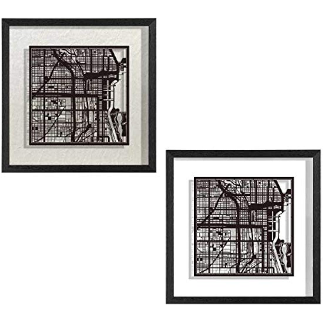 Jolof Store Chicago Paper Cut Map – Framed 9x9 Laser Cut Wall Art