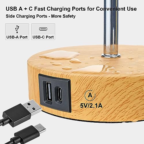 Wondlumi Bedside Lamps Set of 2 | 3-Way Touch Dimmable USB A+C Table Lamps