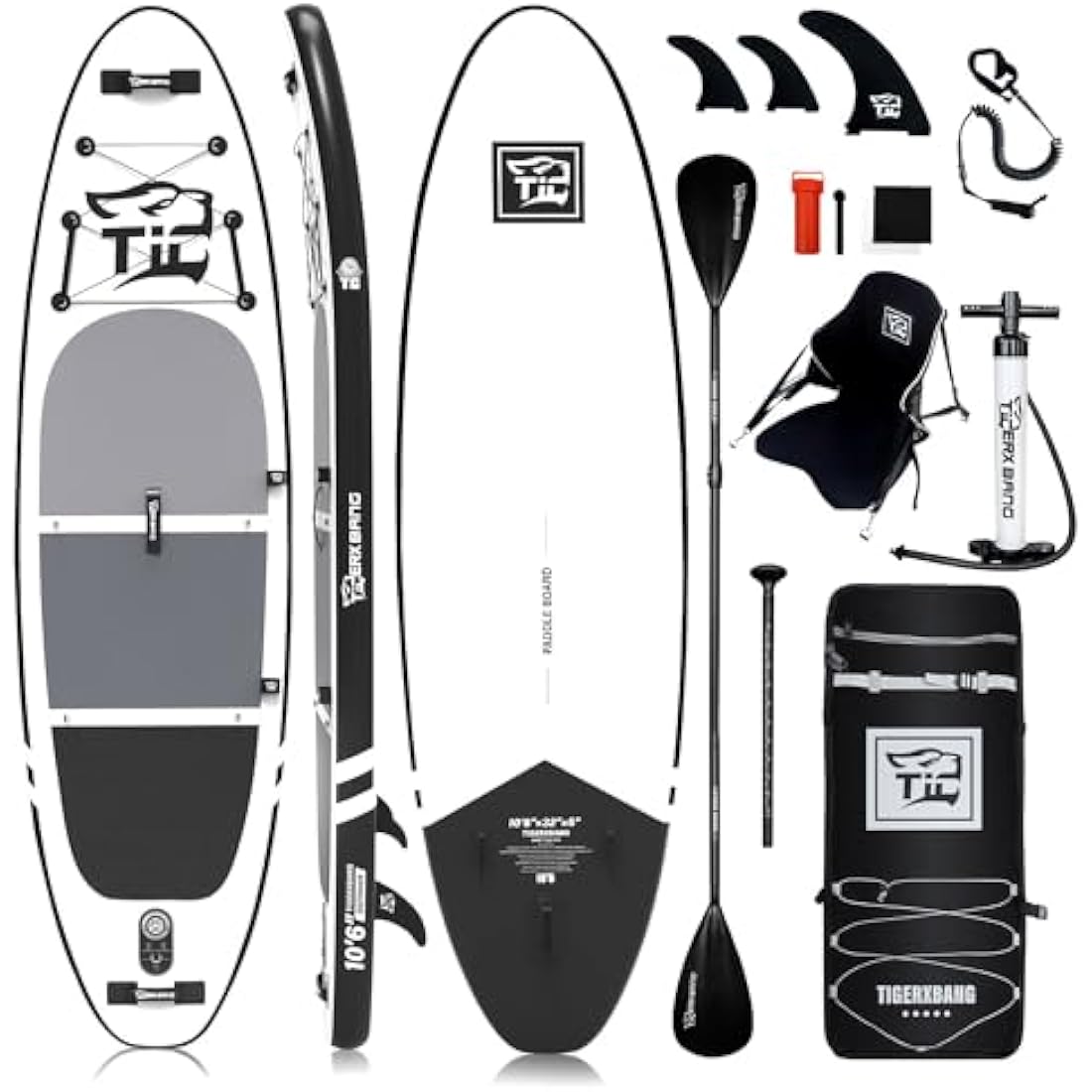 TIGERXBANG Inflatable Stand Up Paddle Board – 10'6" Military Grade SUP