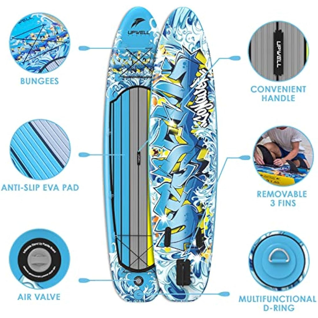 UPWELL 10'6" Inflatable Stand Up Paddle Board with Kayak Seat & Fins
