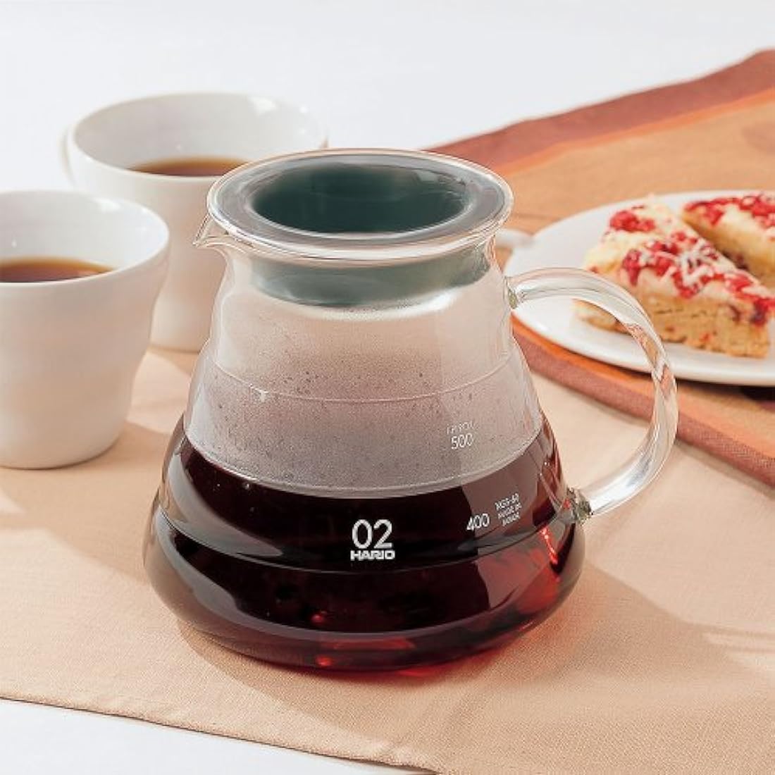 Hario V60 Range Server – 600ml Heat-Proof Glass Coffee Carafe, White