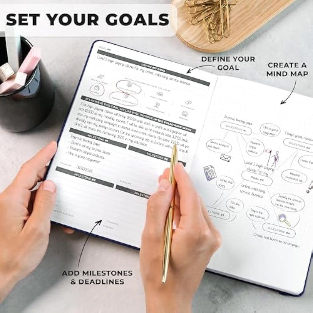 Clever Fox Goal Planner – Undated 90-Day Productivity Journal, Navy Blue