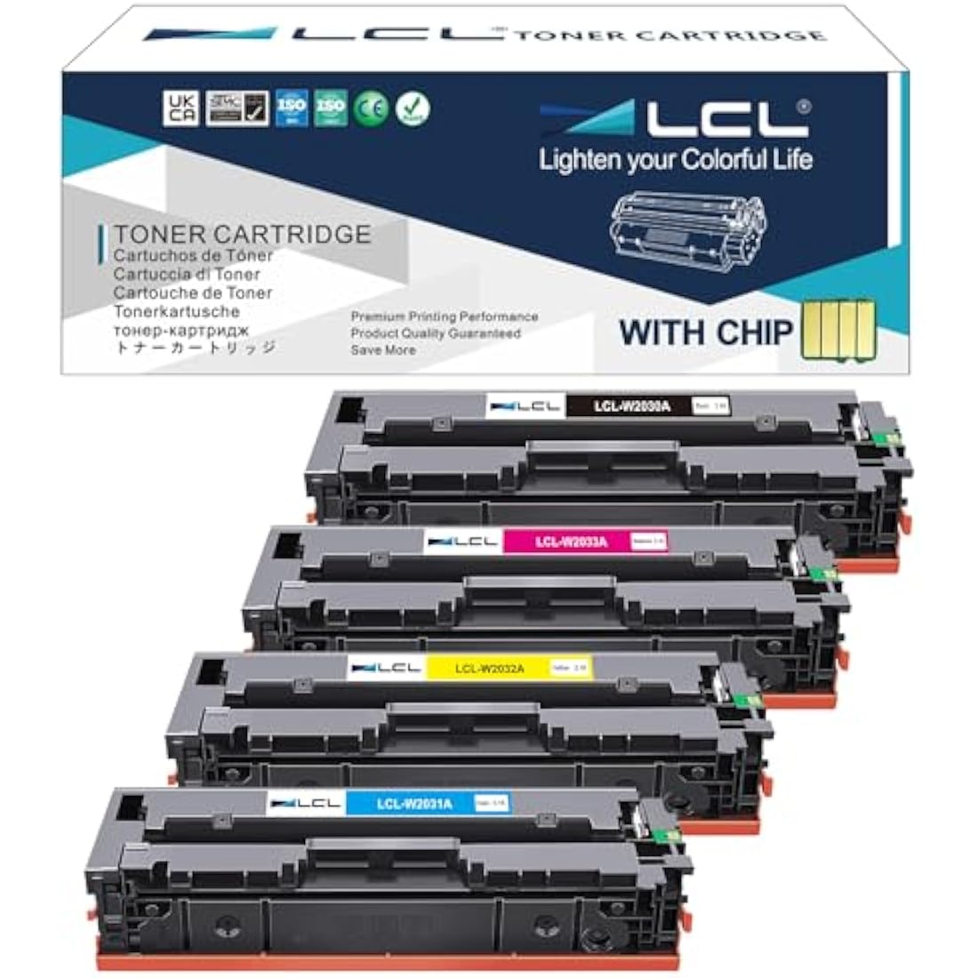 LCL 415A Compatible Toner Cartridge 4-Pack with Chip for HP Color LaserJet