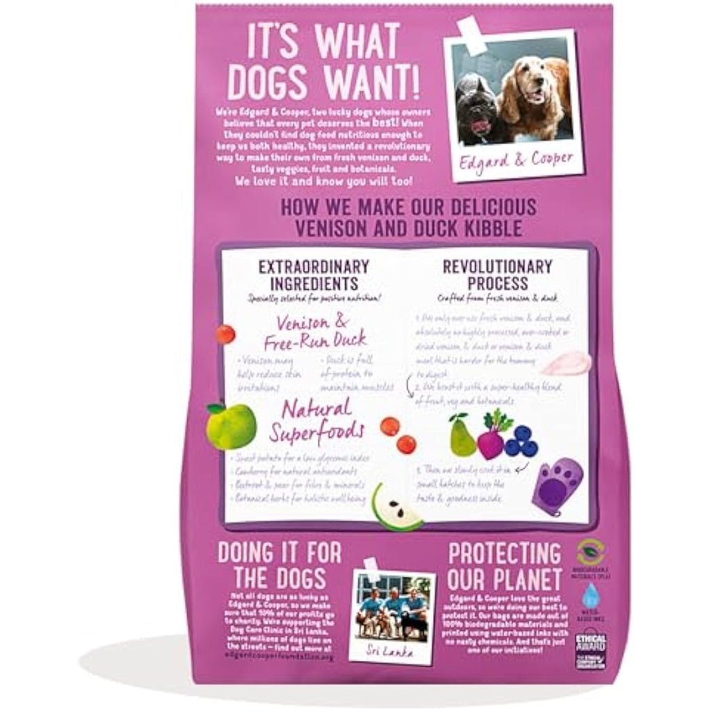 Edgard & Cooper Grain Free Dog Food – Venison & Duck Dry Kibble 7kg