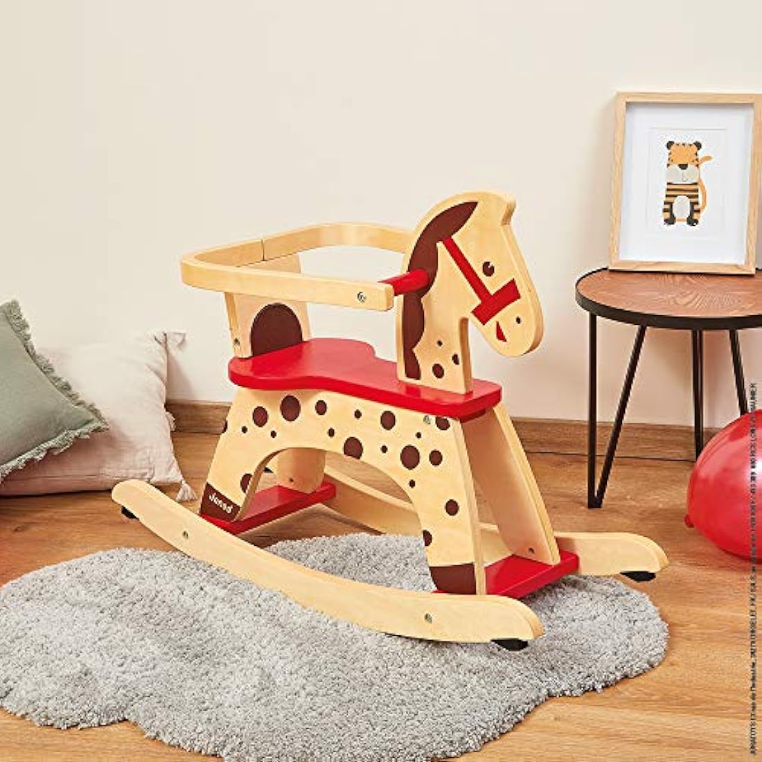 Janod Caramel Wooden Rocking Horse – Toddler Balance Toy, Brown/Red