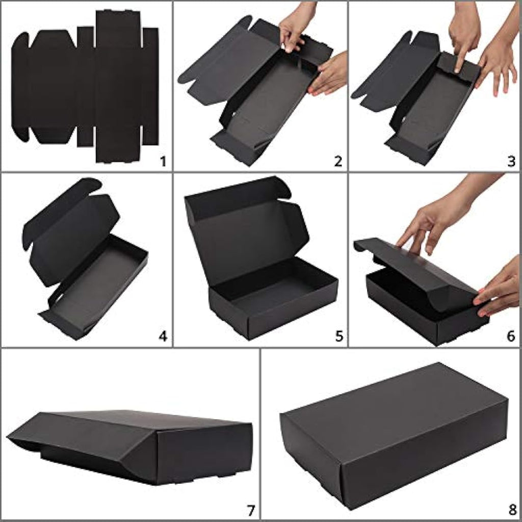 Kurtzy Black Kraft Gift Boxes - 50 Pack Rectangle Presentation Boxes