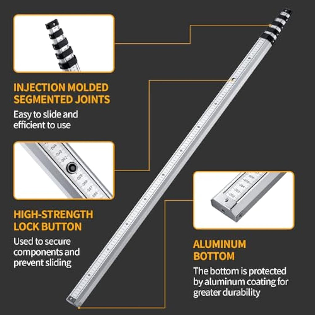 Firecore 5m Telescopic Levelling Staff – Heavy Duty Aluminium Metric Rod