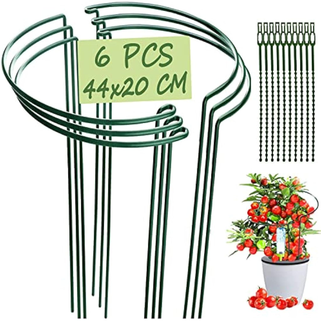 VLYHGO 6PCS Half Round Metal Plant Support Stakes – 44x20cm Garden Rings