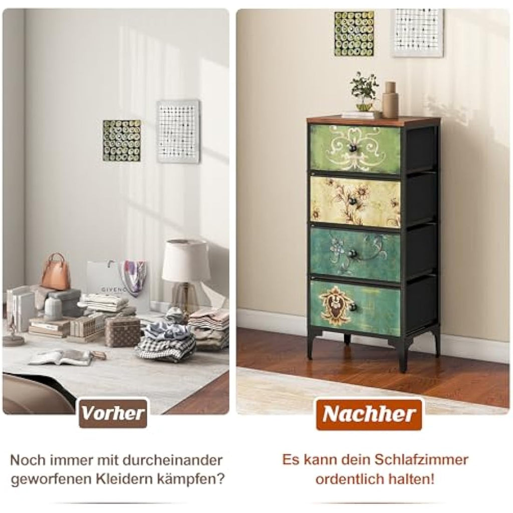 Jolof Store Slim Chest of Drawers | 4-Drawer Fabric Storage Unit