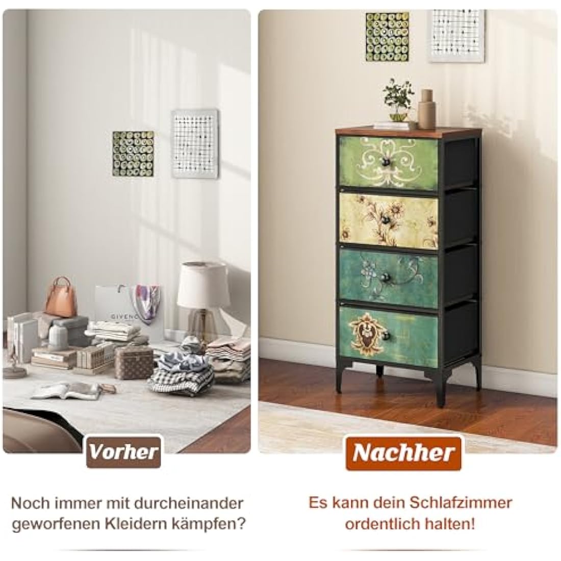 Jolof Store Slim Chest of Drawers | 4-Drawer Fabric Storage Unit