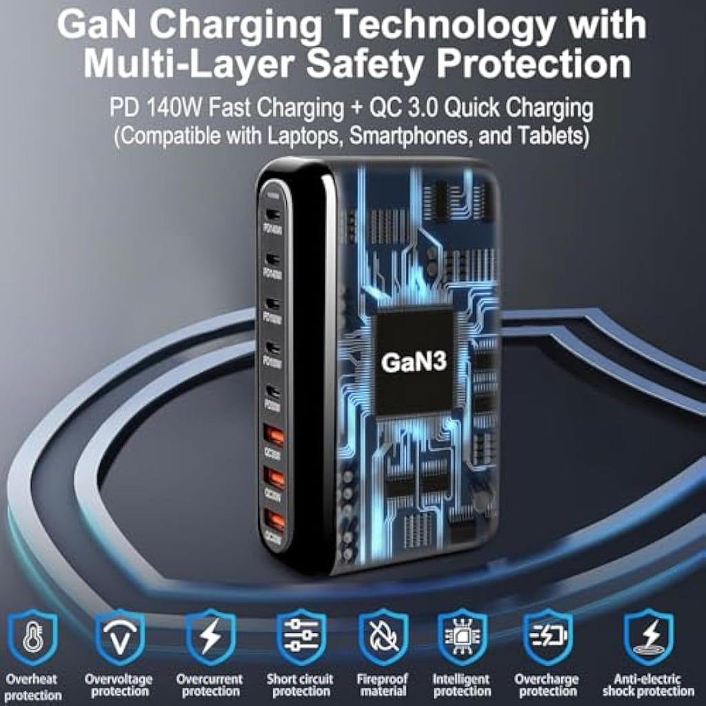 Jolof Store 600W 8-Port USB C GaN Fast Charger Station for Laptop & MacBook