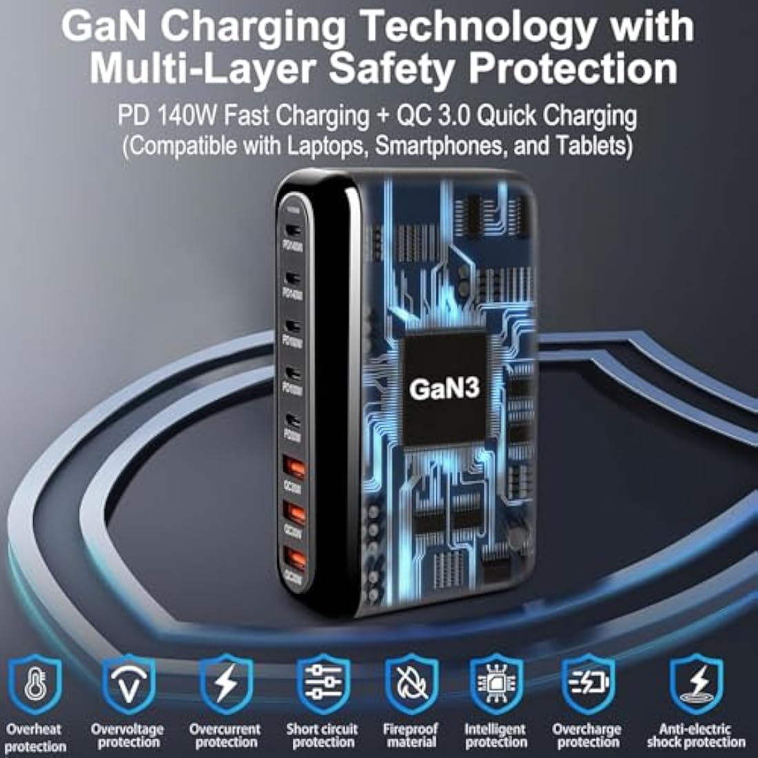 Jolof Store 600W 8-Port USB C GaN Fast Charger Station for Laptop & MacBook