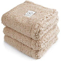 Luciphia Soft Fleece Pet Blankets - 3 Pack Fluffy Dog Throw, Beige, Large