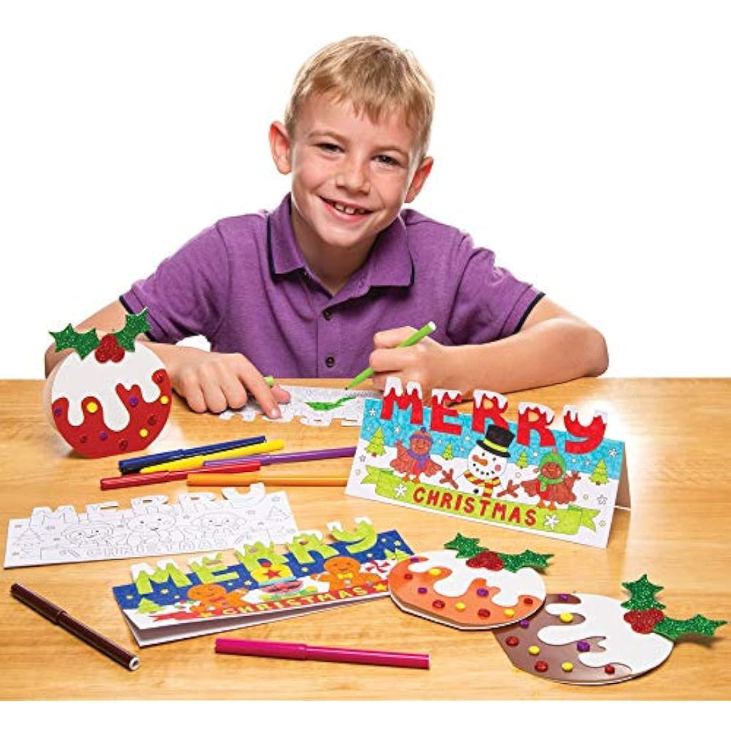 Baker Ross Christmas Pop-Up Colouring Cards for Kids (Pack of 10)