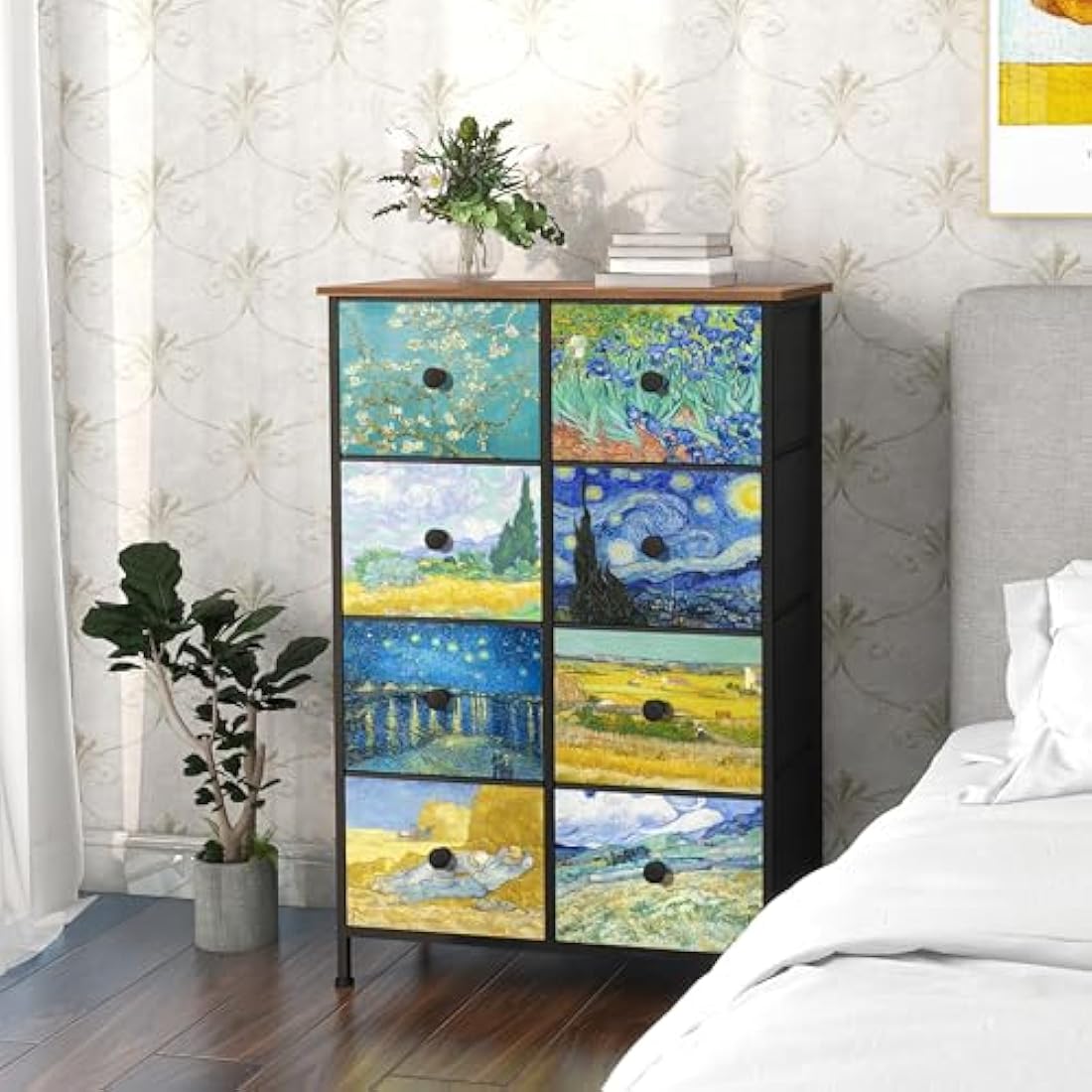 VEDECASA 8-Drawer Fabric Dresser | Van Gogh Style Storage Chest