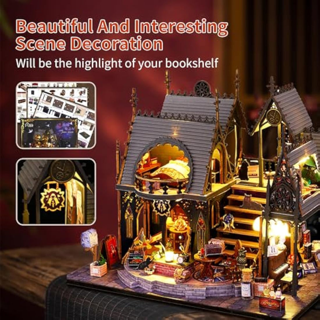 CRIOLPO Luna's Magic House DIY Book Nook Kit - 3D Wooden Puzzle with Sensor Light