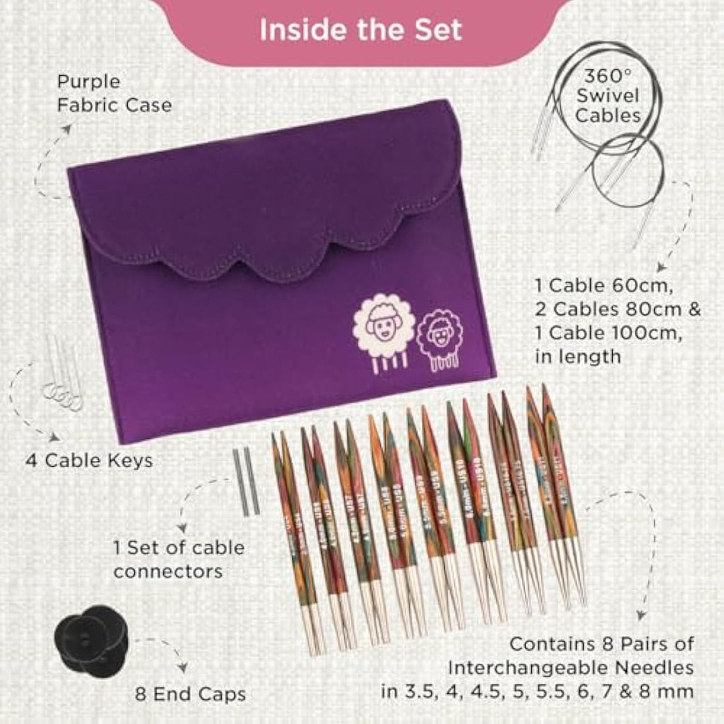 KnitPro Symfonie Deluxe Interchangeable Circular Needle Set | 8 Sizes
