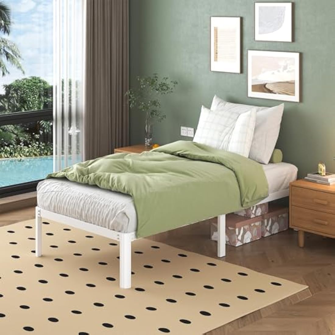 2ft6 Small Single Metal Bed Frame – Heavy Duty White Steel