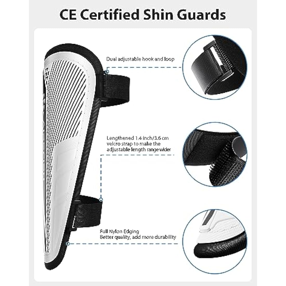AirsFish Kids Soccer Shin Guards with Ankle Protection - Black, XS