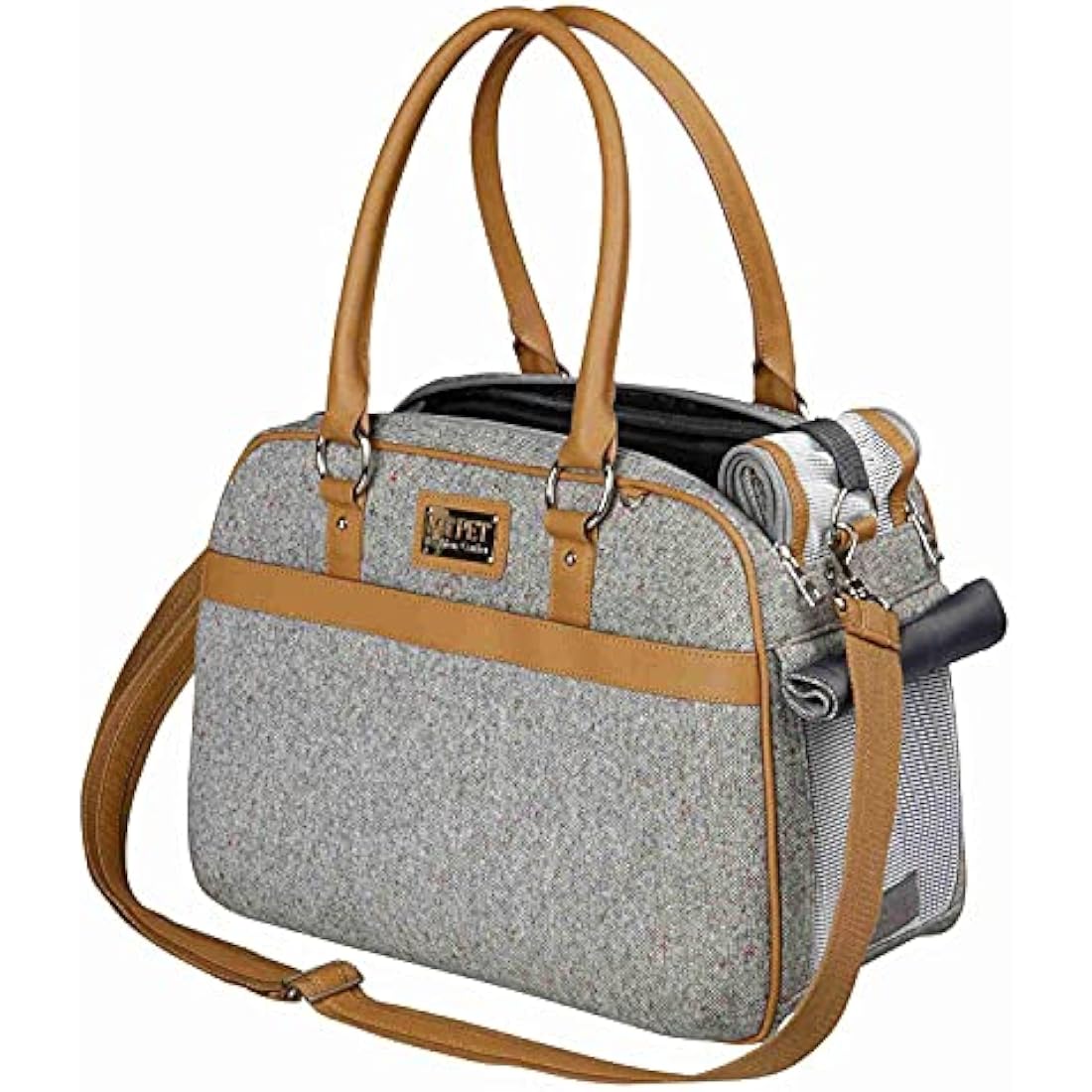 Trixie Helen Dog Carrier – Grey Polyester Travel Bag with Leash
